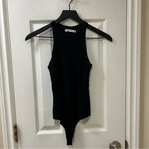 black sweater knit tank bodysuit